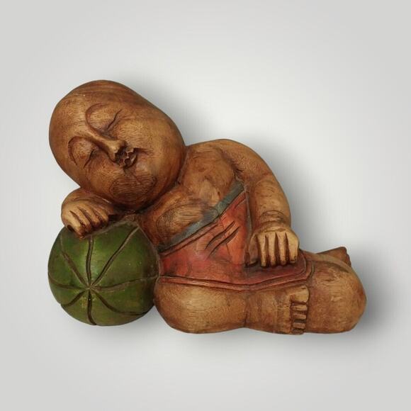 Wooden Carved Chinese Buddhas Statues Vintage Sleeping Budda Statues - Picture 2 of 7